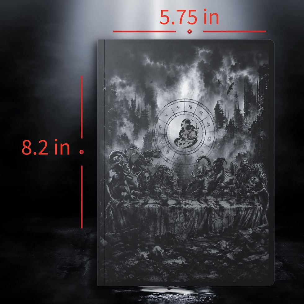 Thumbnail: Dark Zodiac softcover notebook measuring 5.75 x 8.2 inches.