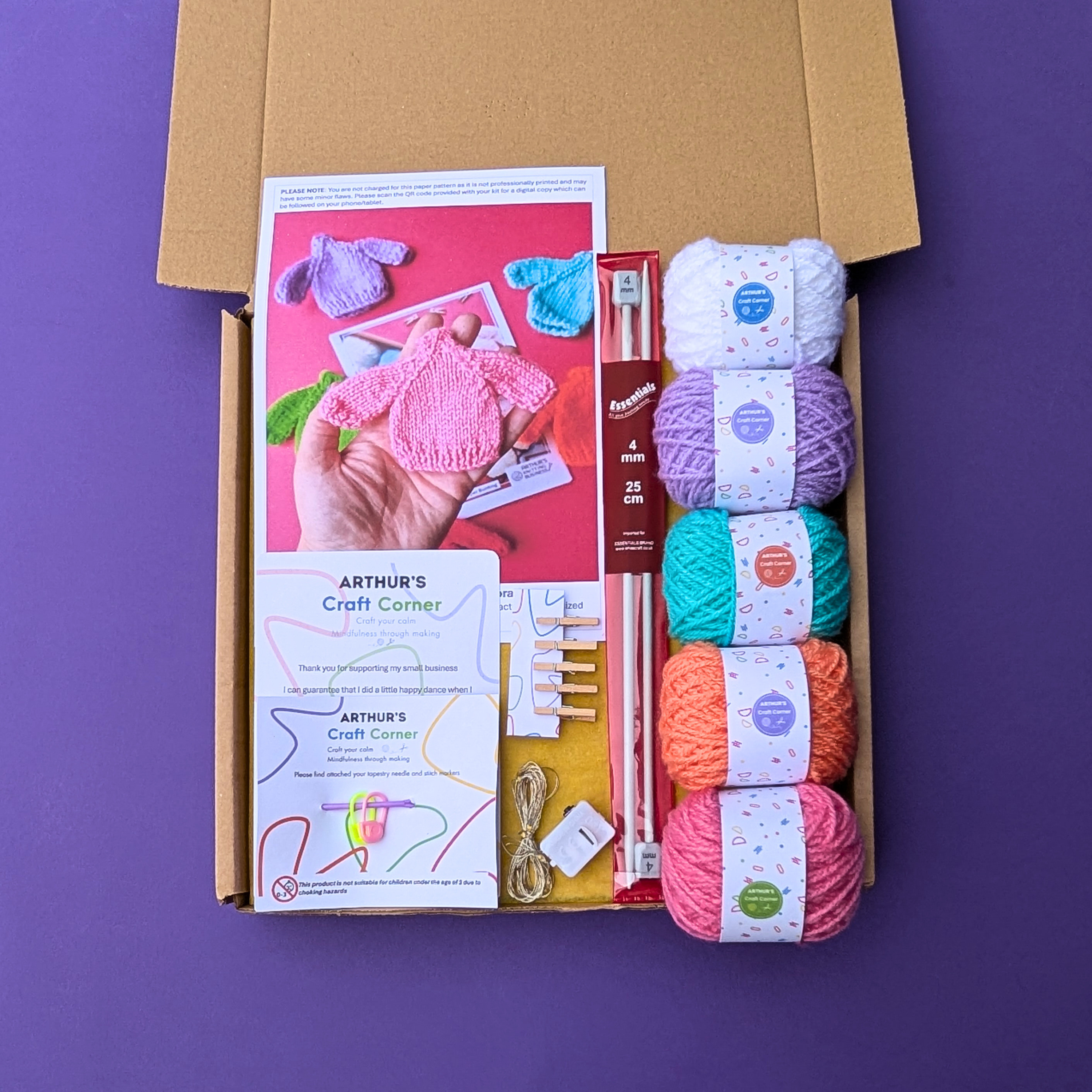 Mini Jumper Knitting Kit, materials and video tutorials included