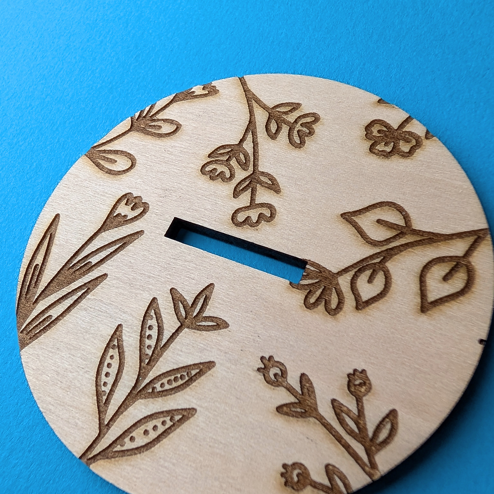 Thumbnail: Wooden yarn minder, floral theme
