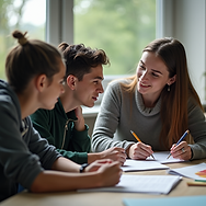 A-group-of-students-collaborating-on-project-under-guidance-of-teacher-environmental-conte