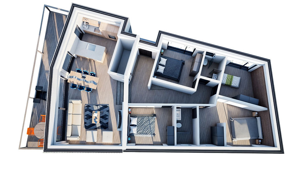 3D Residential Floor Plan Visualization