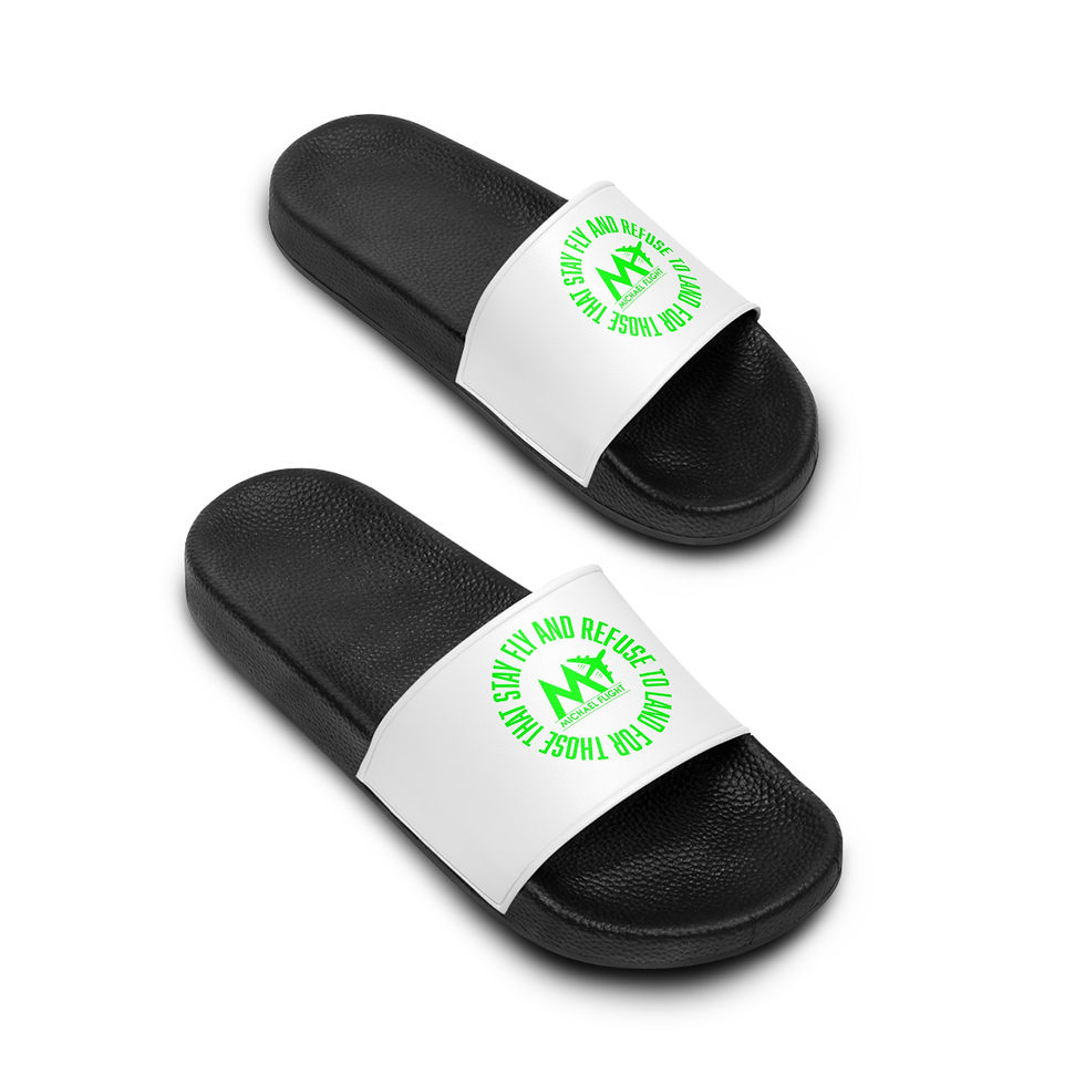 Thumbnail: FLIGHT Women's Slide Sandals - White/Lime Green