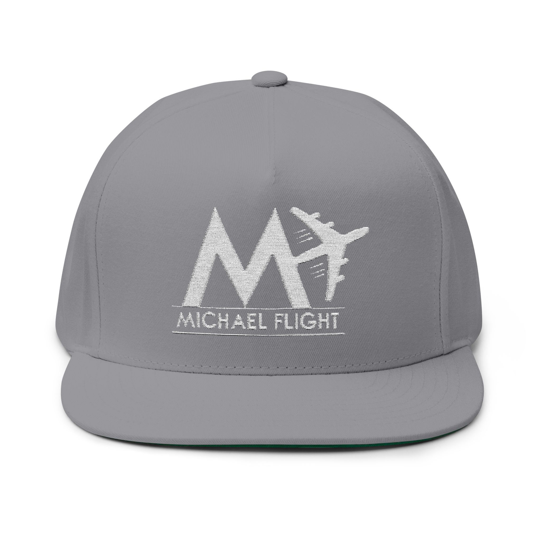 M_FIGHT Flat Bill White Logo Cap