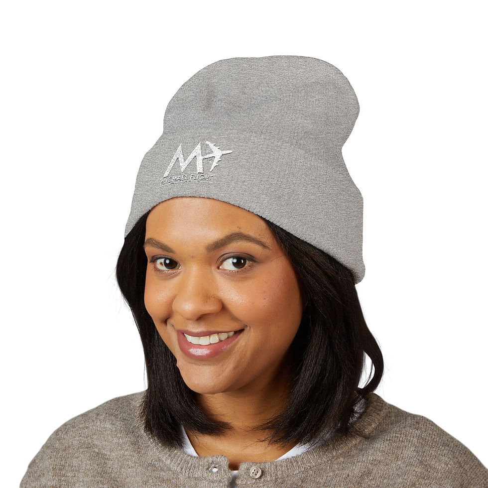 Thumbnail: M_FLIGHT Heather Grey Cuffed Beanie