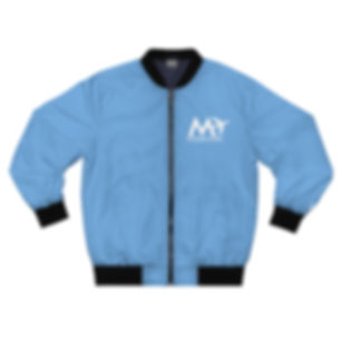 FLIGHT Men's White Logo NC Blue Bomber Jacket 