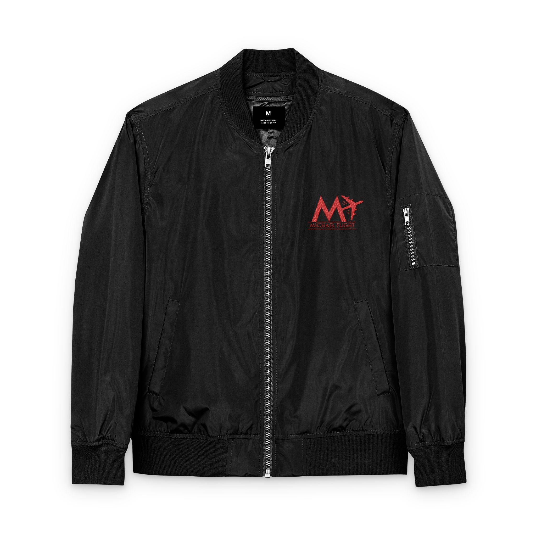 M_FLIGHT Red Logo Bomber Jacket