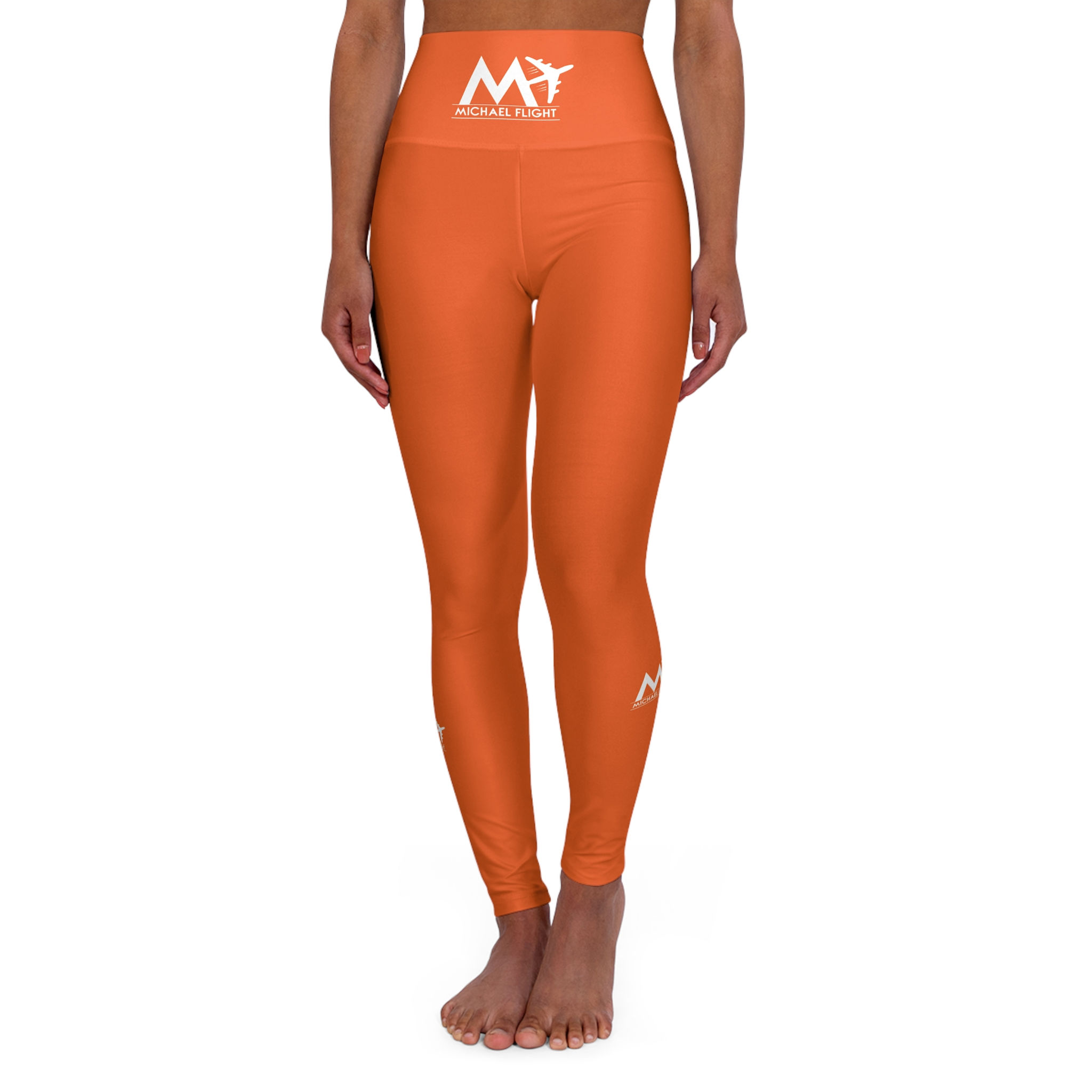 Stay Fly High Waisted Orange Yoga Leggings