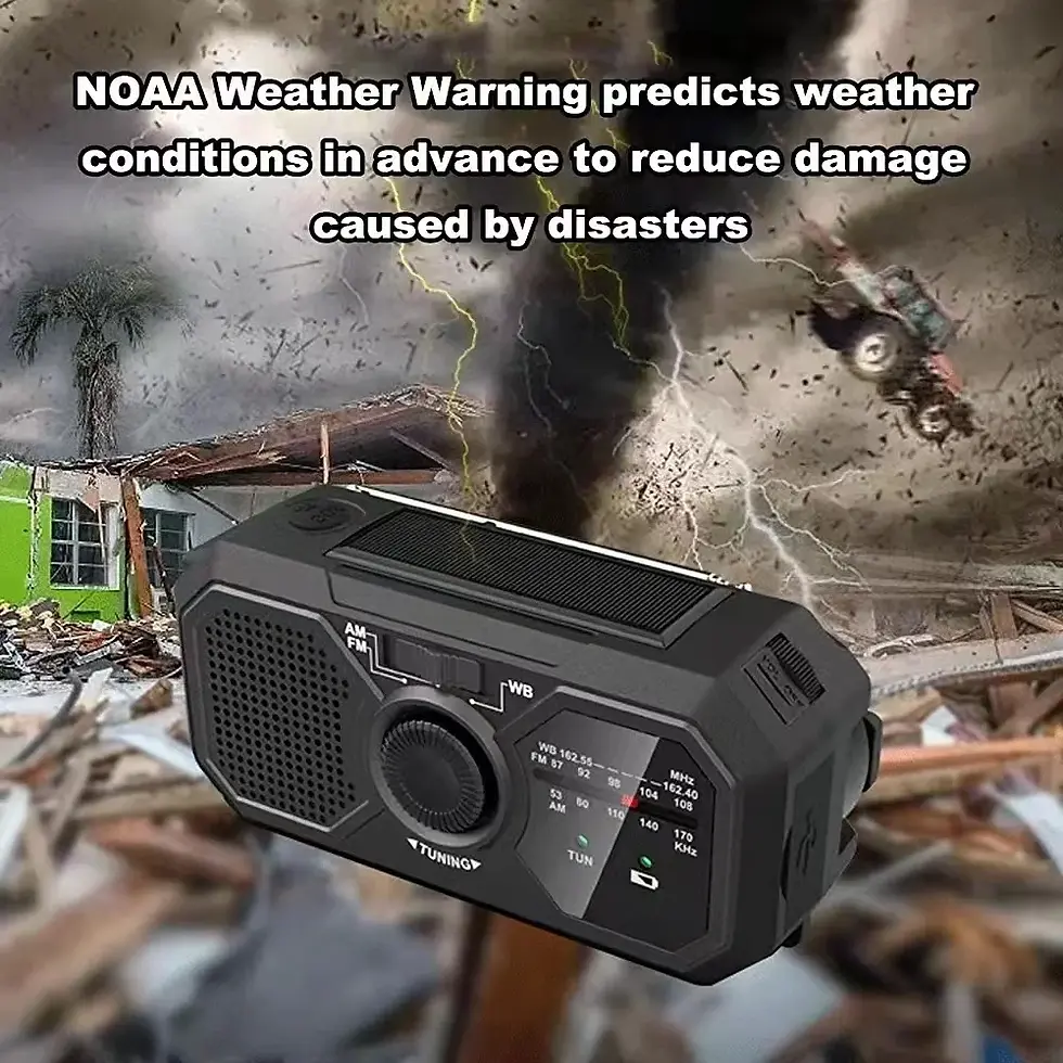 Thumbnail: Portable Solar Emergency Radio - AM/FM Crank Dynamo, Power Bank & Phone Charger