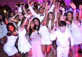 Crowd dancing at a sweet 16 party