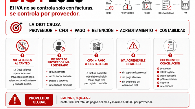 DIOT 2026: el IVA no se controla solo con facturas, se controla por proveedor