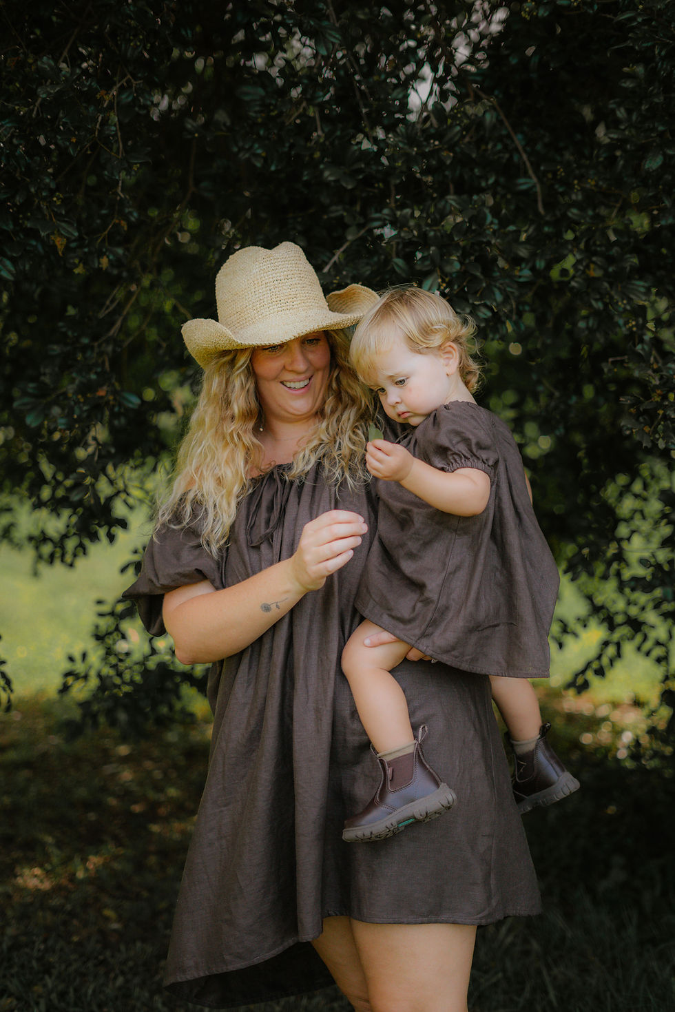 Thumbnail: Mumma Garden Mini Smock Dress || Dark Brown