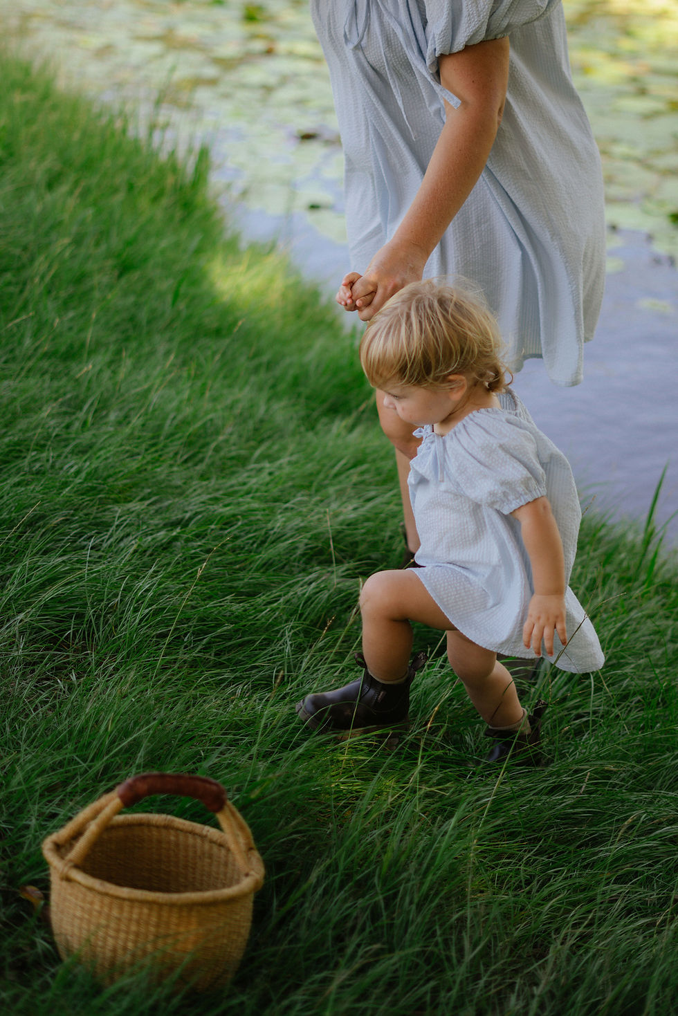 Thumbnail: Mumma Garden Mini Dress || Seersucker Powder Blue