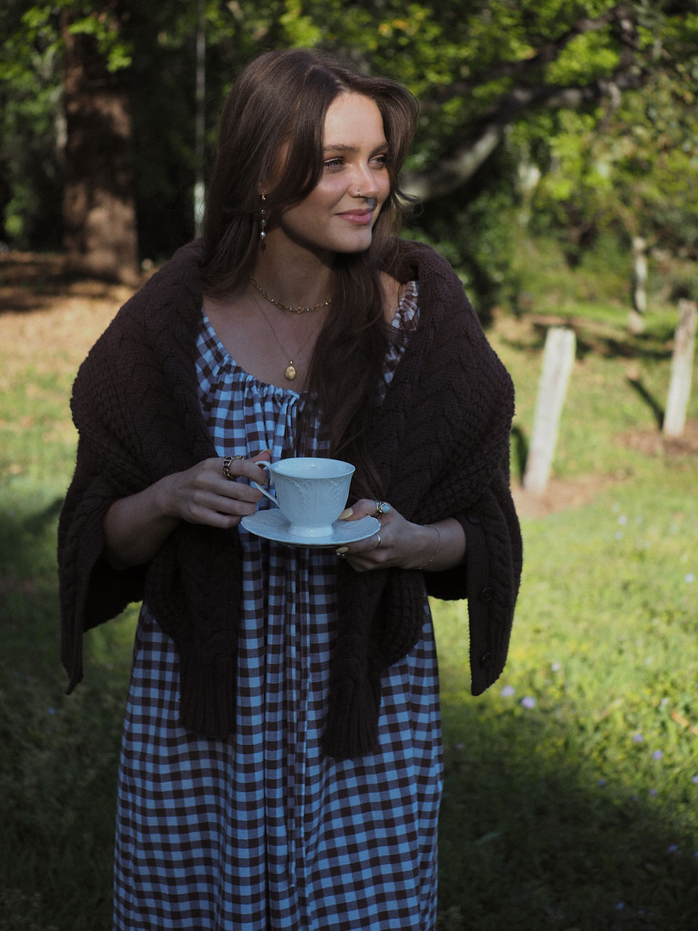 Thumbnail: Mumma Maxi Dress - Chocolate Brown Gingham