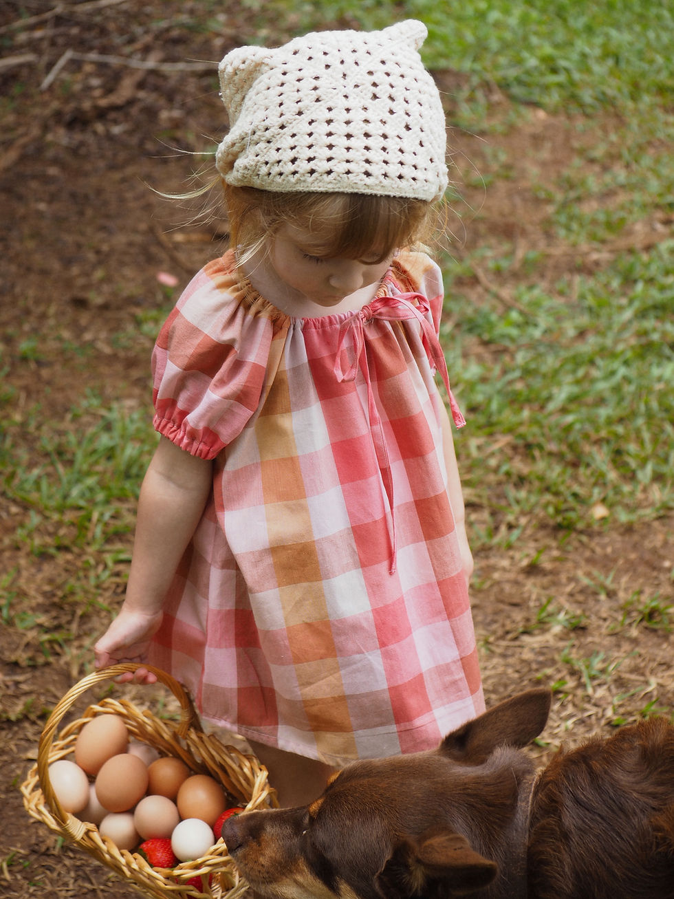 Thumbnail: The Daughter Mini Girls Dress || Honey Blush Check