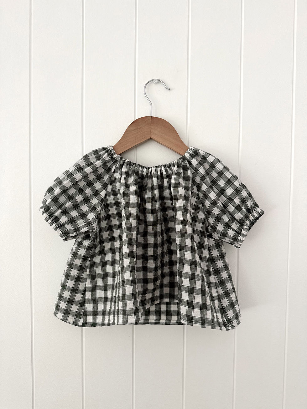 Thumbnail: Fleur Smock Top - Forest Green Gingham
