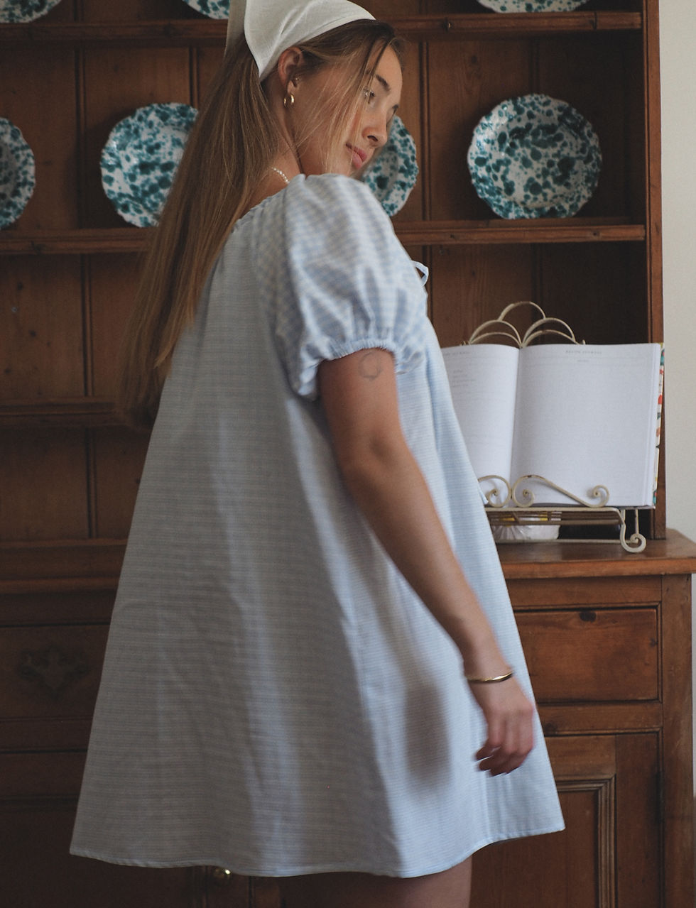 Thumbnail: The Mumma Garden Mini Dress || Soft Baby Blue Gingham