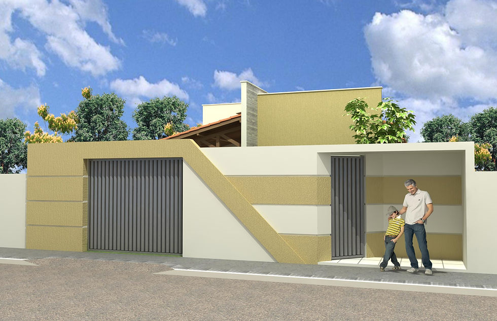 CASA 02 - Fachada muro 3d