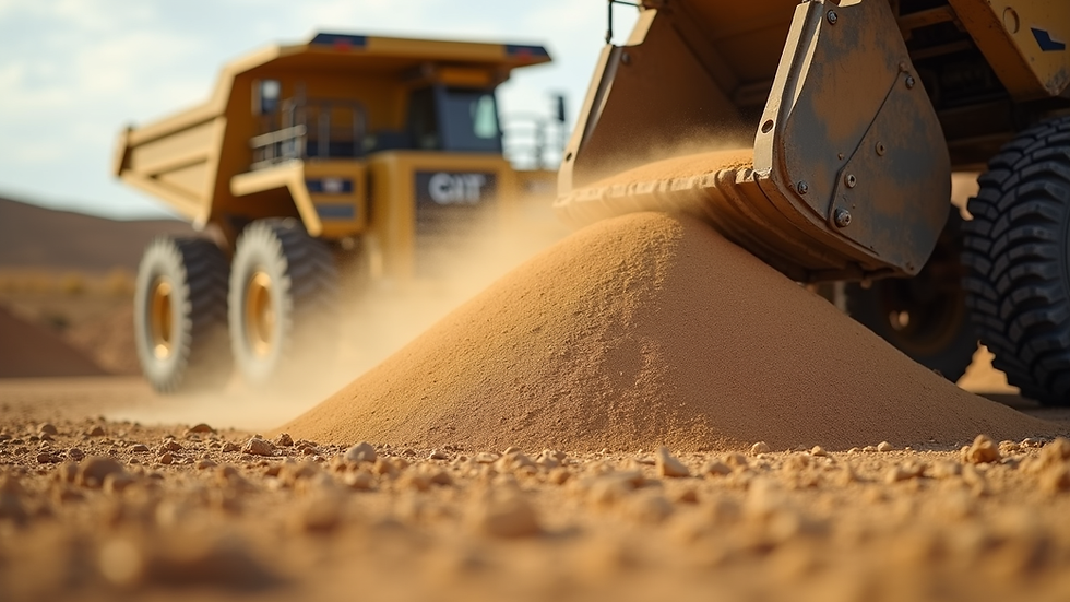 Close-up view of automated loading equipment handling frac sand