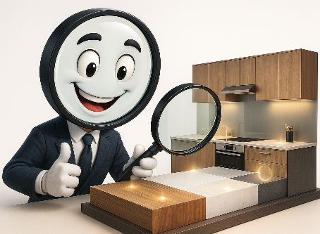 Comparaison des matériaux de plan de travail et crédence de cuisine : bois, quartz, stratifié, analysés par un expert.