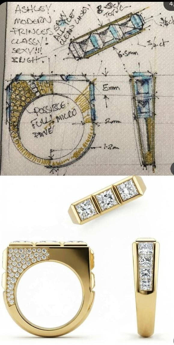 Top: sketch, Bottom: design in AI