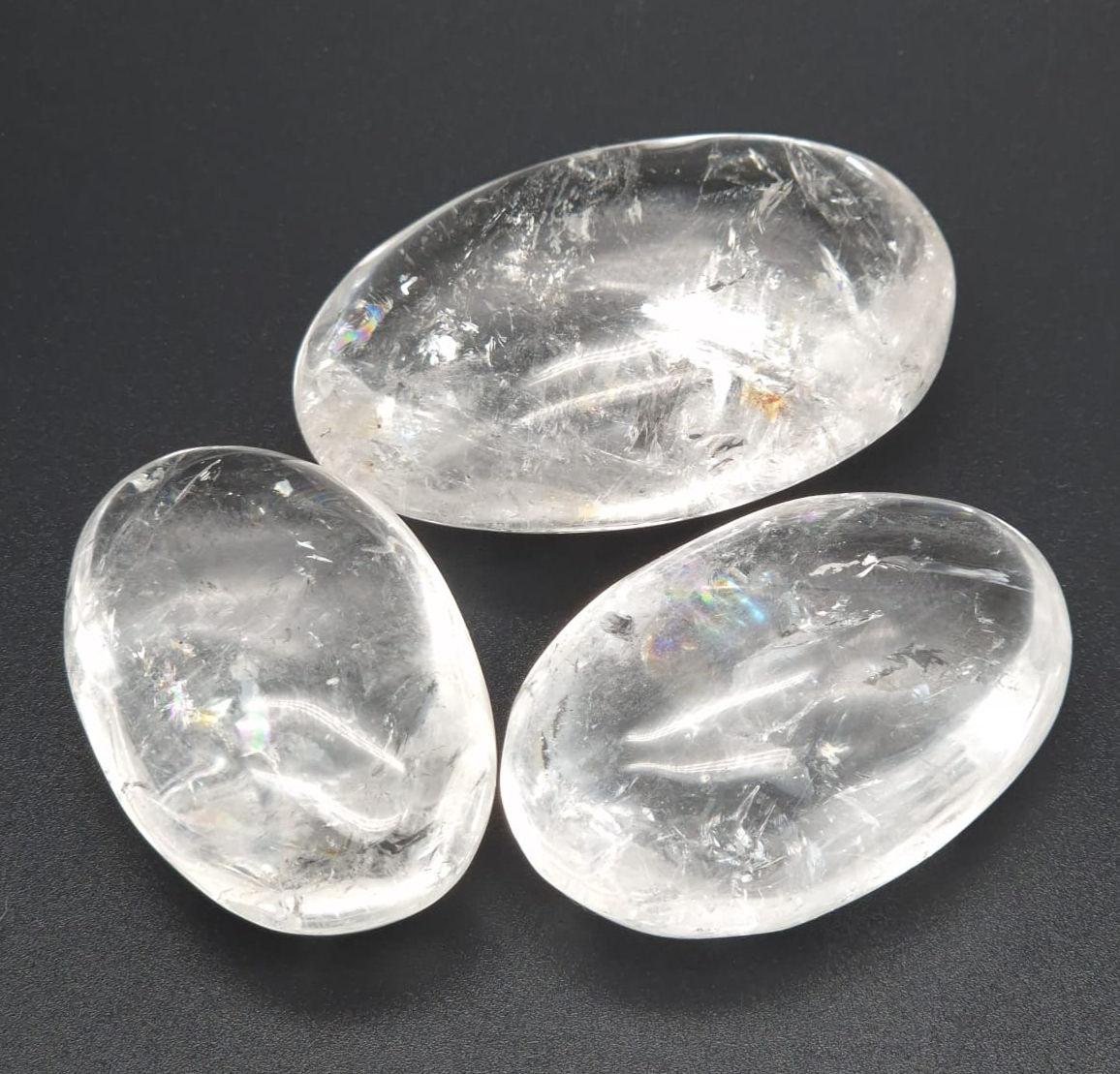 Clear quartz palmstones