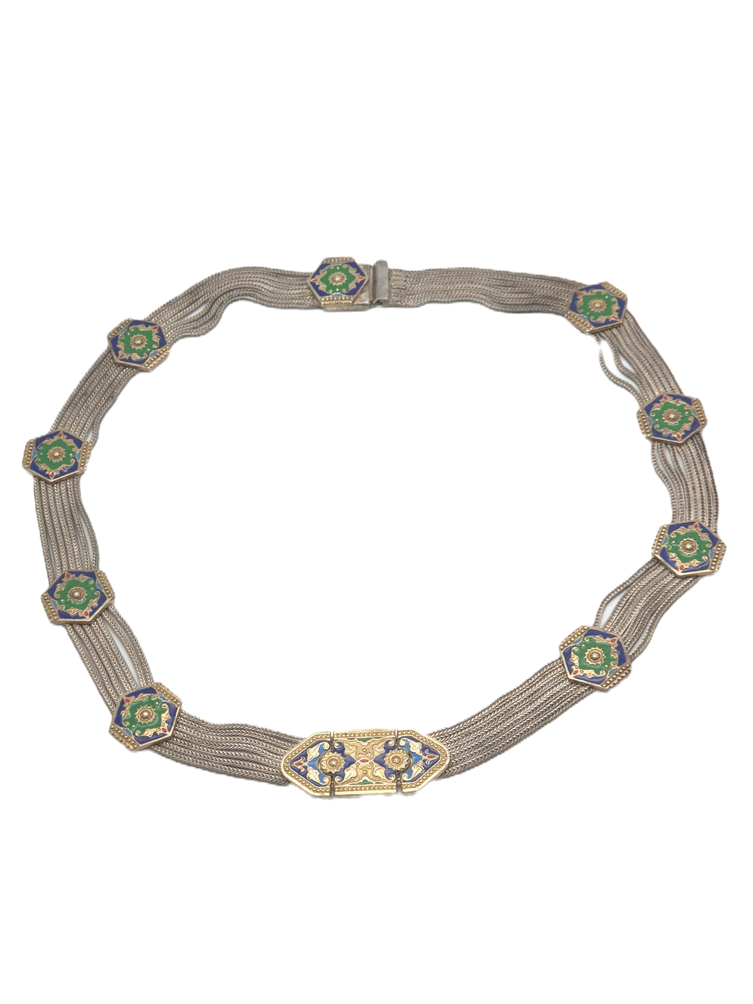 Silver and enamel Turkish necklace c.a. 1920