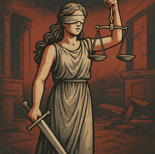 Komedi dalam Simbolisme Hukum: Dewi Themis dan Absurditas Pembutaan Mata” – Sidik Permana