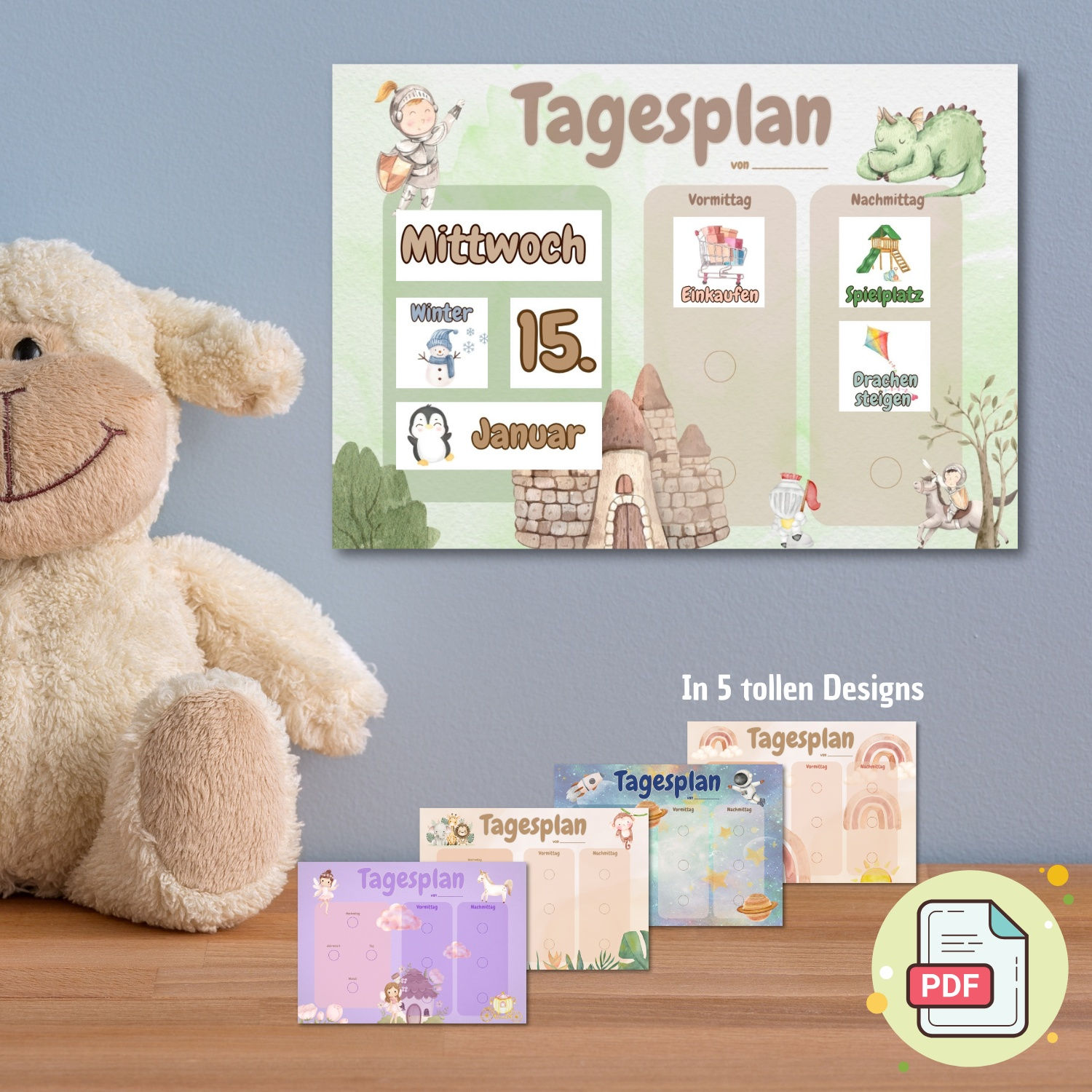 Tagesplaner V2 Download zum Ausdrucken 128 Karten DIY PDF