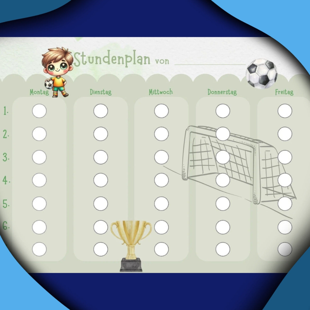 Stundenplan für die Grundschule - Fußball - Download zum Ausdrucken