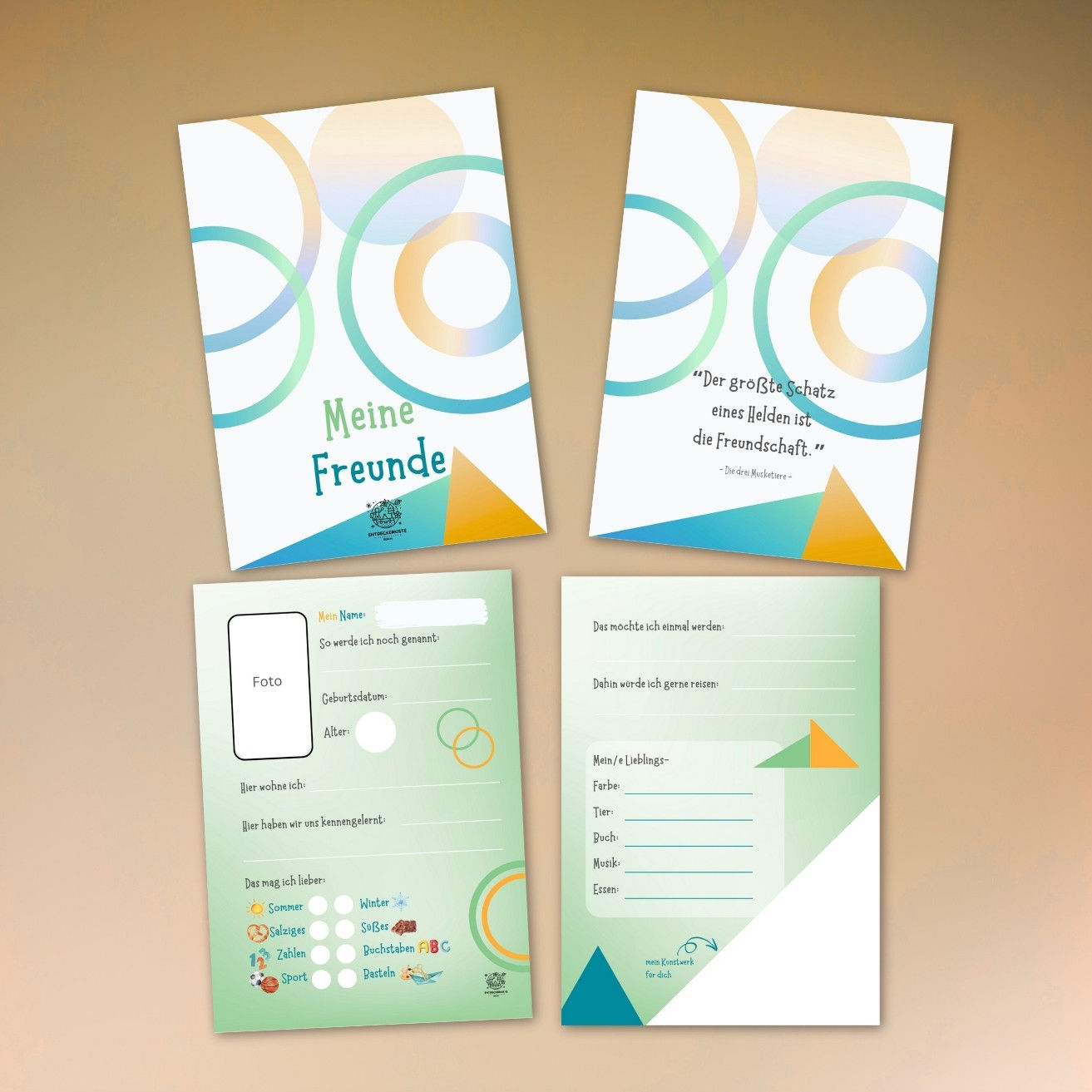 Freundschaftskarten zum Ausfüllen - Formen – Download zum ausdrucken