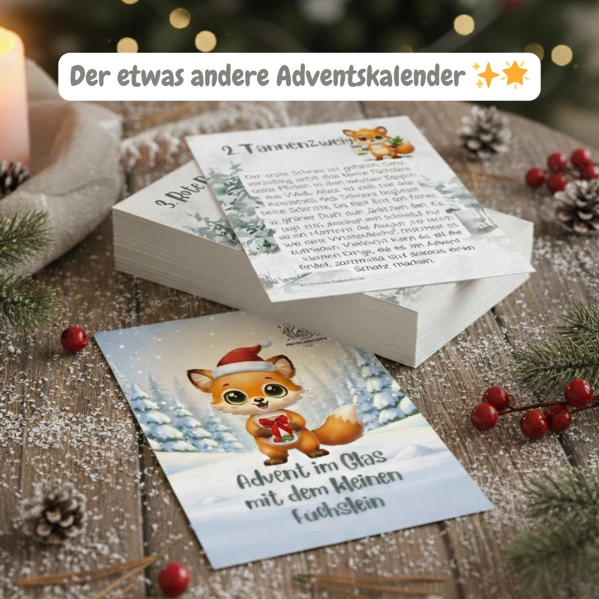 Adventskalender: Advent im Glas - gedruckt A7 - 24 kurze Geschichtenkarten