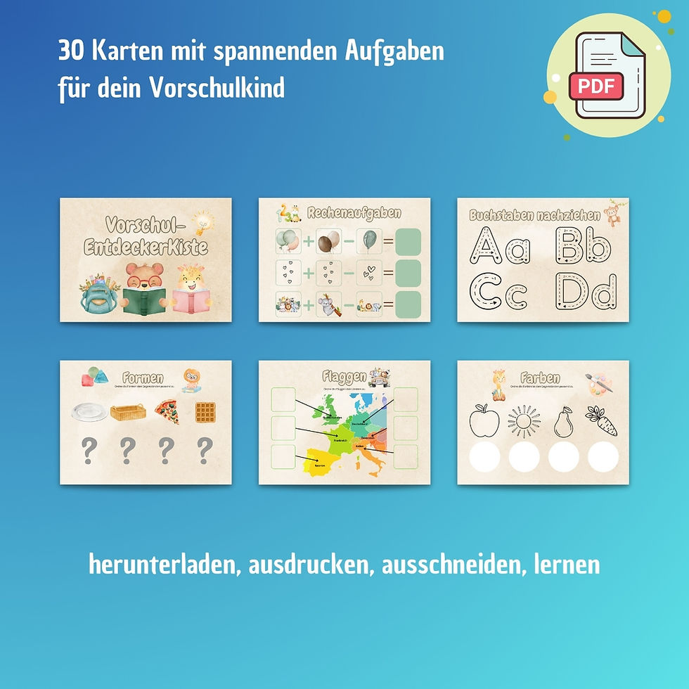 Miniaturbild: Vorschulaufgaben Karten