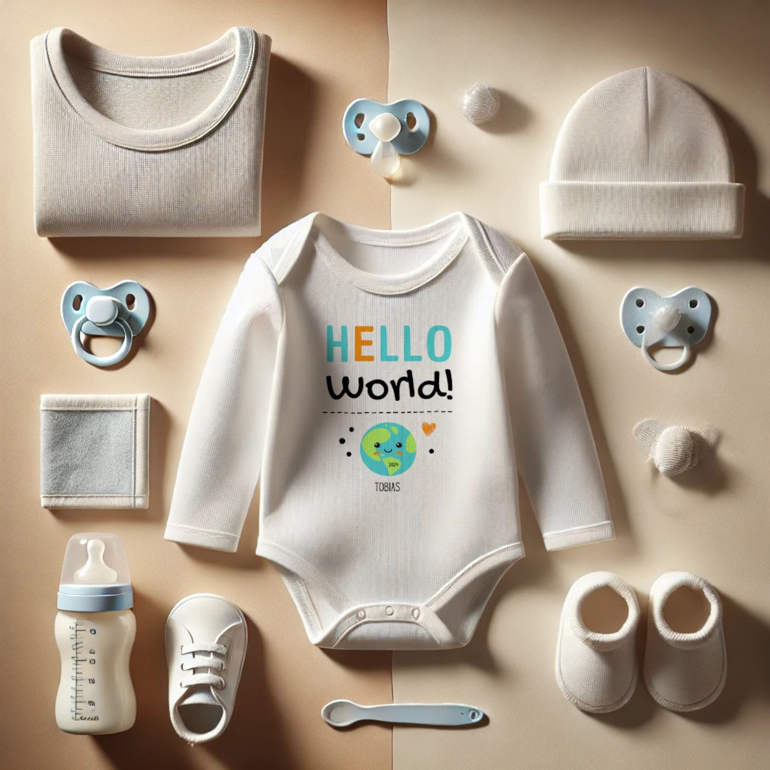 Bio Baby langarm Body personalisierbar, Bio Baumwolle, Wunschname