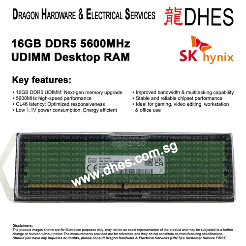 SK HYNIX 16GB DDR5 5600MHz UDIMM Desktop RAM | 5th Gen High-Speed