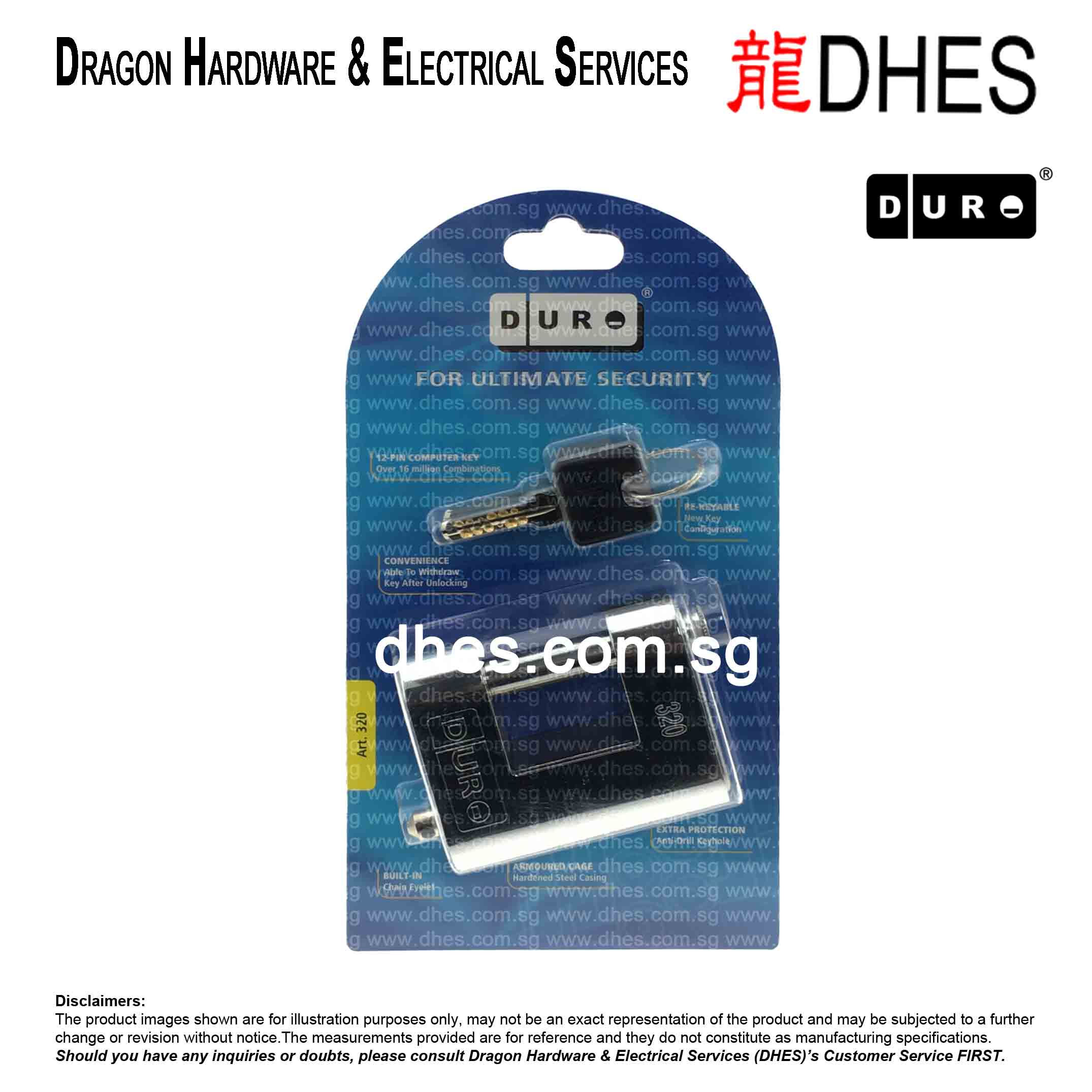 Duro Hardened Steel Casing Padlock 320 Front Cover