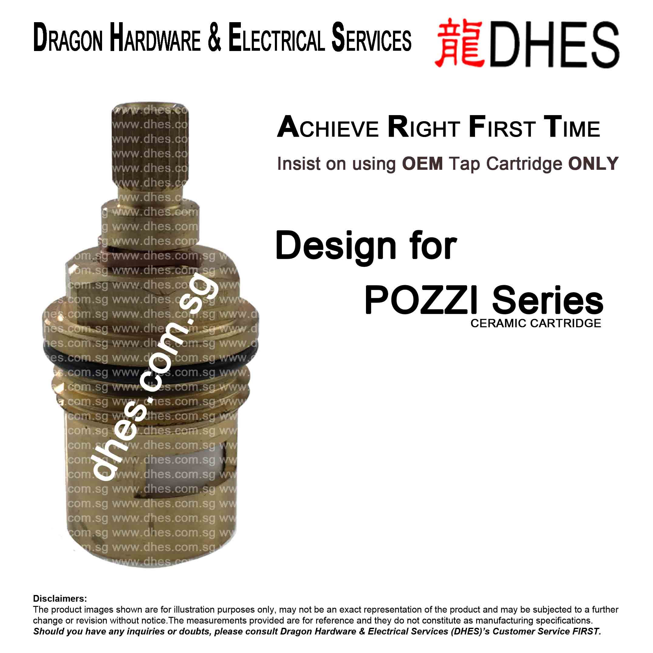 OEM Pozzi Tap Cartridge Replacement Pozzi #1.1 G Front Cover