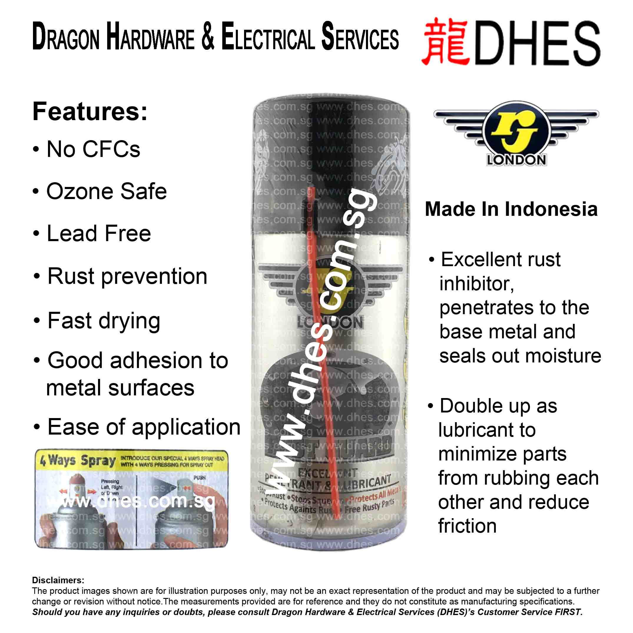 RJ London Rust Guard Aerosol Spray (150ml) Rust Prevention No CFCs Ozone Front Cover