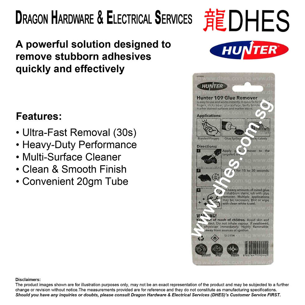 Hunter Glue Remover 109 – 20gm Fast & Heavy-Duty Adhesive Cleaner Back View