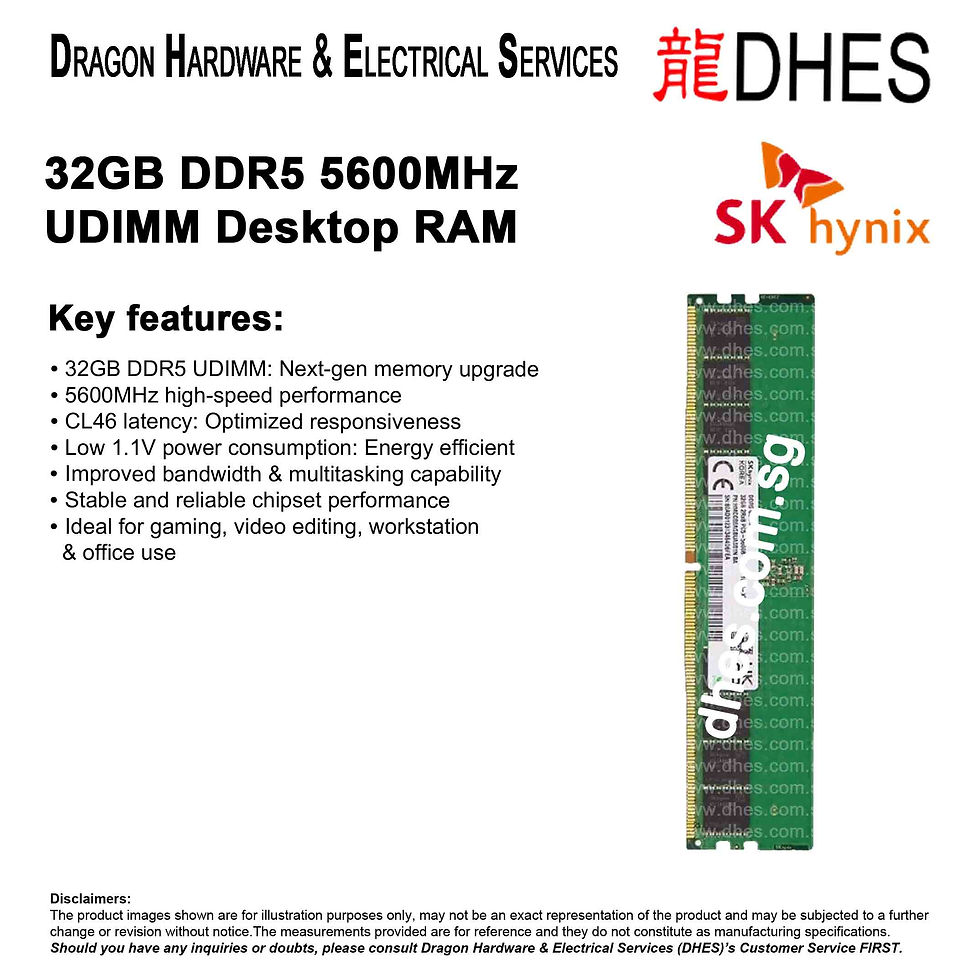 SK HYNIX 32GB DDR5 5600MHz UDIMM Desktop RAM | 5th Gen High-Speed CL46 1.1V Front Cover