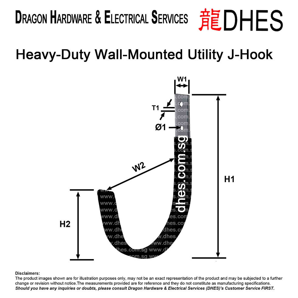 DHES Heavy-Duty Wall-Mounted Utility J-Hook – Steel Garage Storage Bracket Specifications