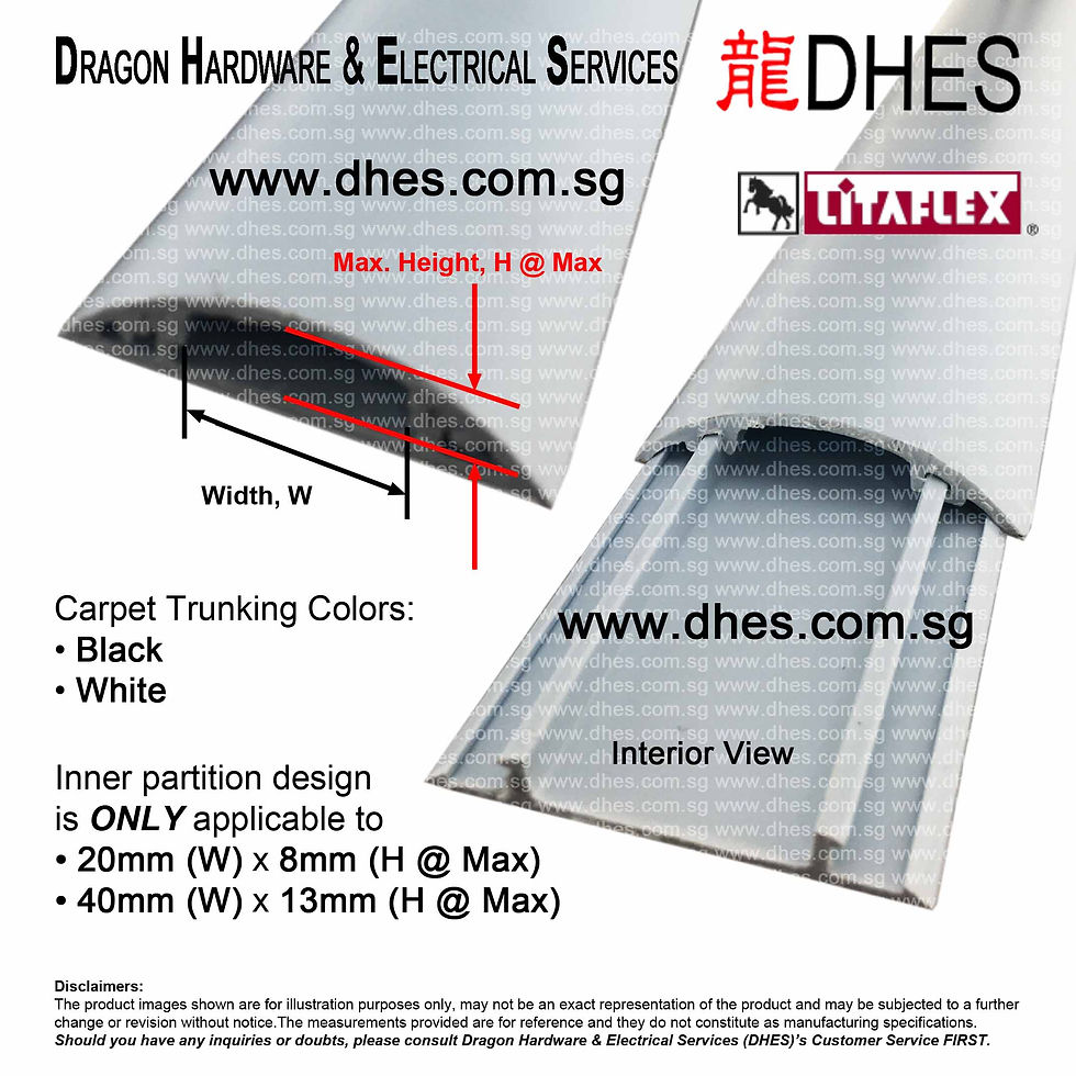 Litaflex (40 x 13)mm Black Professional Easy Install uPVC Carpet Trunking Cable Management Dimensions