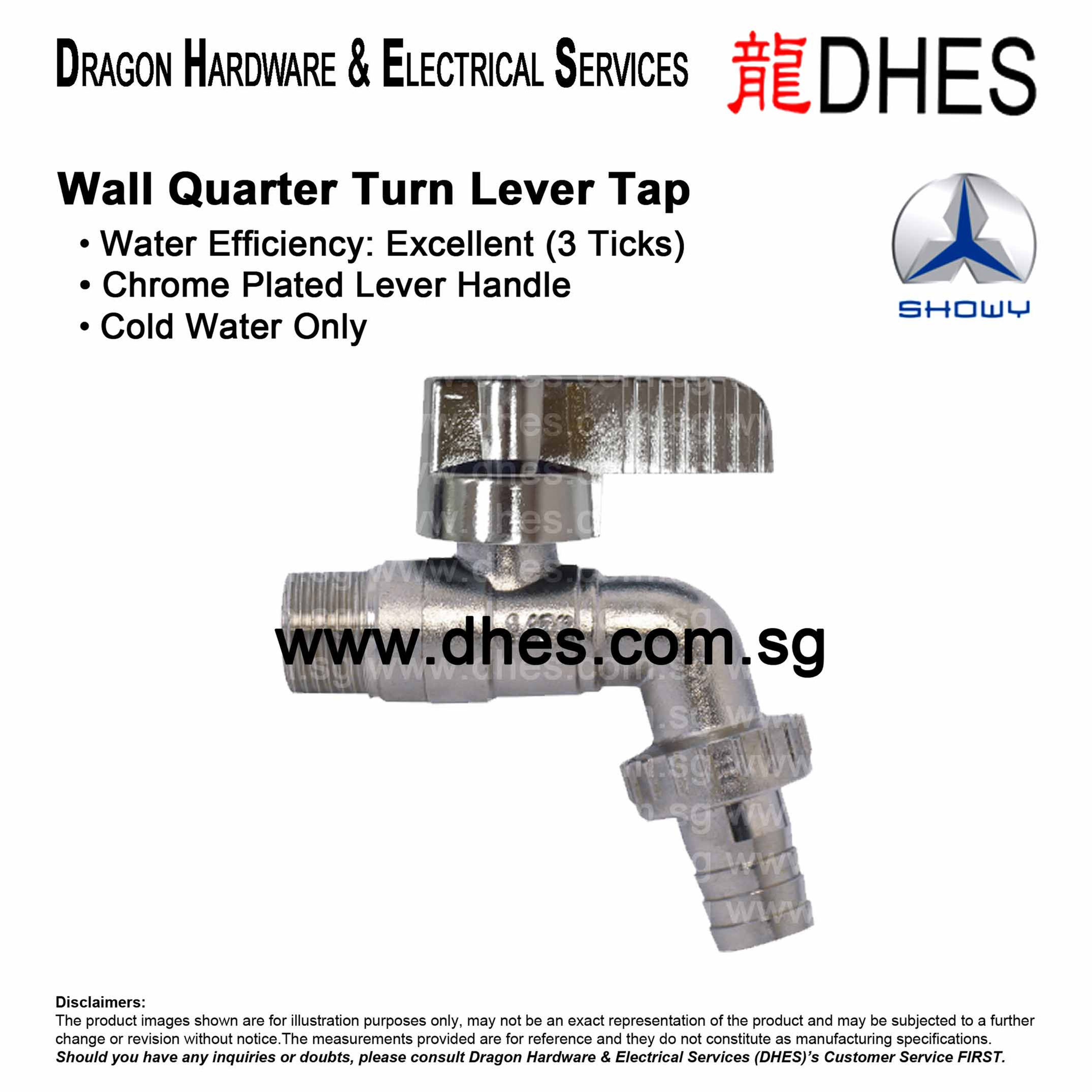 Showy 1/2" Chrome Plated Handle Mini Garden Tap With Hose Connector 6082 Front Cover