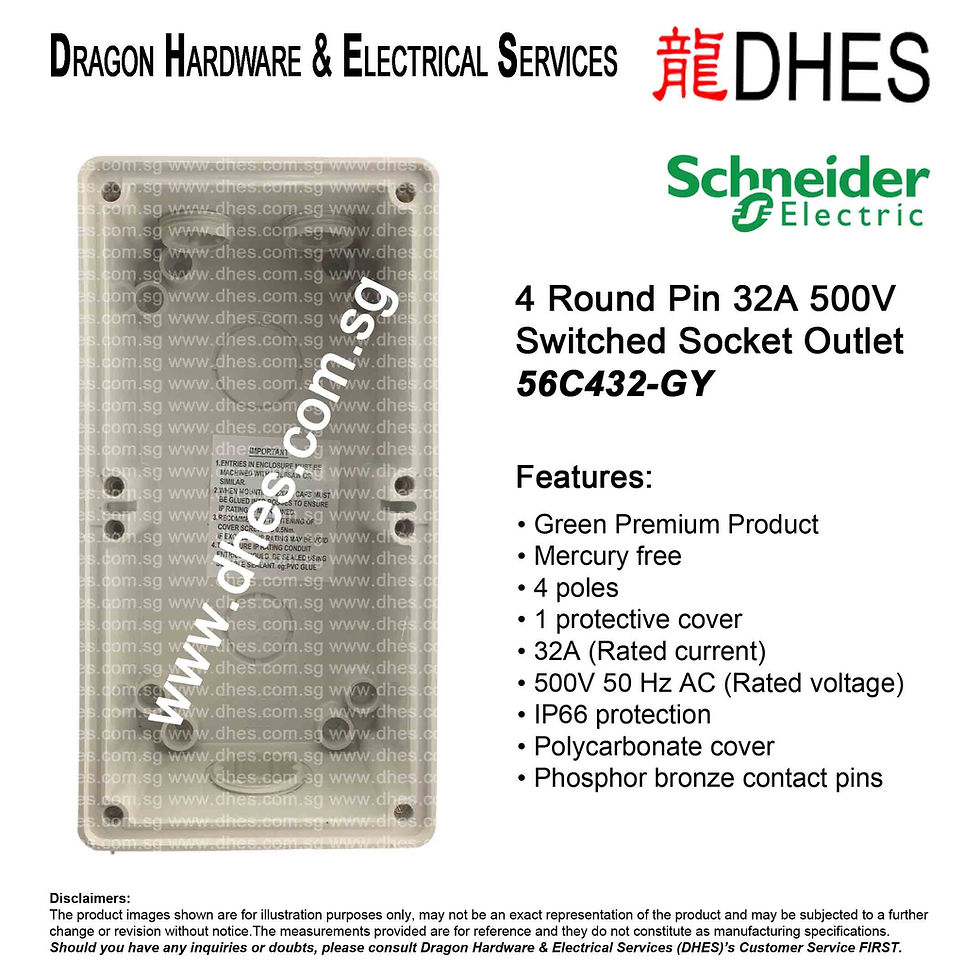 Thumbnail: Clipsal Schneider 32A 500V 4 Pin IP66 4 Pole Grey Switched Socket 56C432-GY Internal View 02