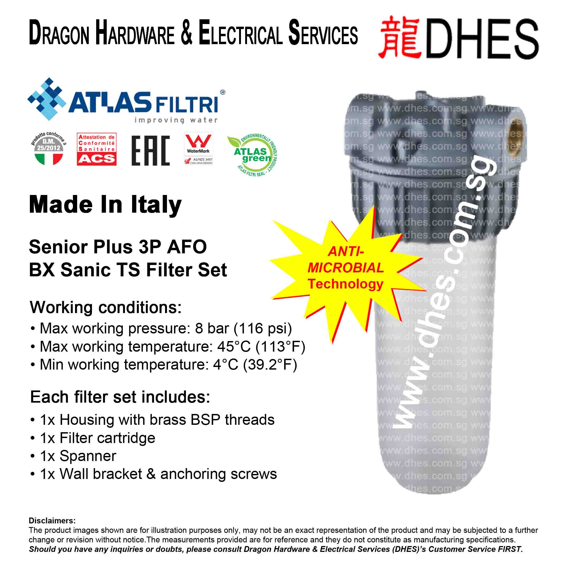 Atlas Filtri Senior Plus 3P AFO BX Sanic TS Housing & Filter Cartridge SA111T421 Front Cover