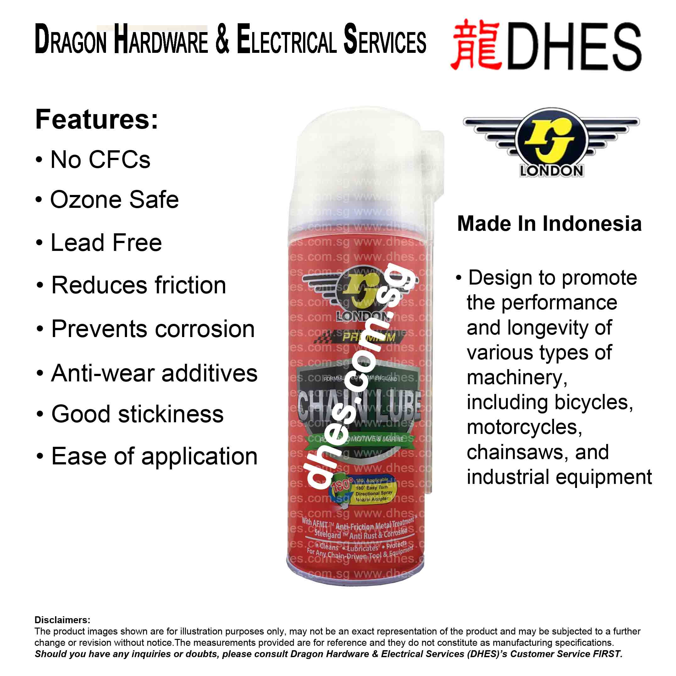 RJ London Chain Lubricant (400ml) Reduces Friction Prevents Corrosion Ant-Wear Front Cover