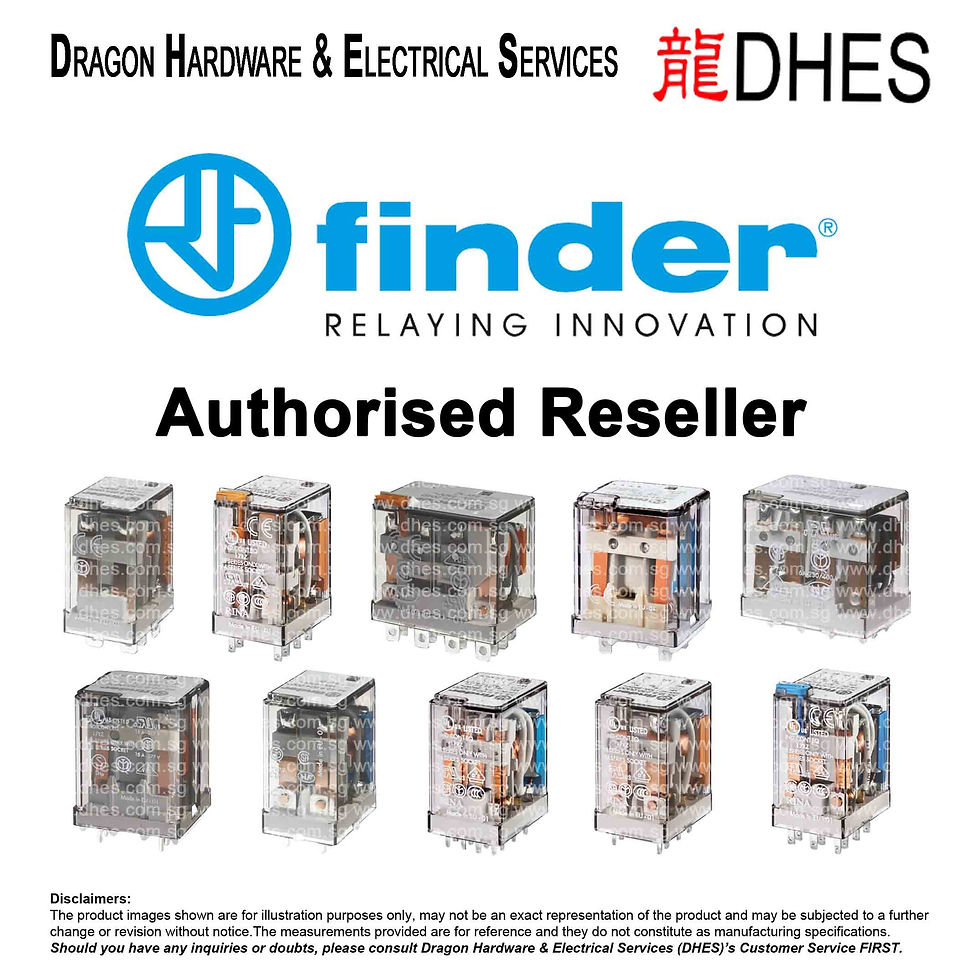 Founded in Italy in 1954, FINDER S.p.A. is Europe's leading manufacturer of relays, timers, and electromechanical control devices, with a presence in more than 80 countries through its global network of subsidiaries and authorised distributors. Dragon Hardware & Electrical Services (DHES) is officially appointed as an authorised reseller of FINDER products in Singapore.