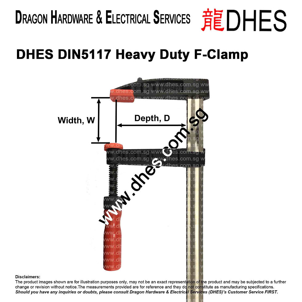 Thumbnail: DHES DIN5117 Heavy-Duty F-Clamp w Anti-Slip System and Protective Caps Specifications