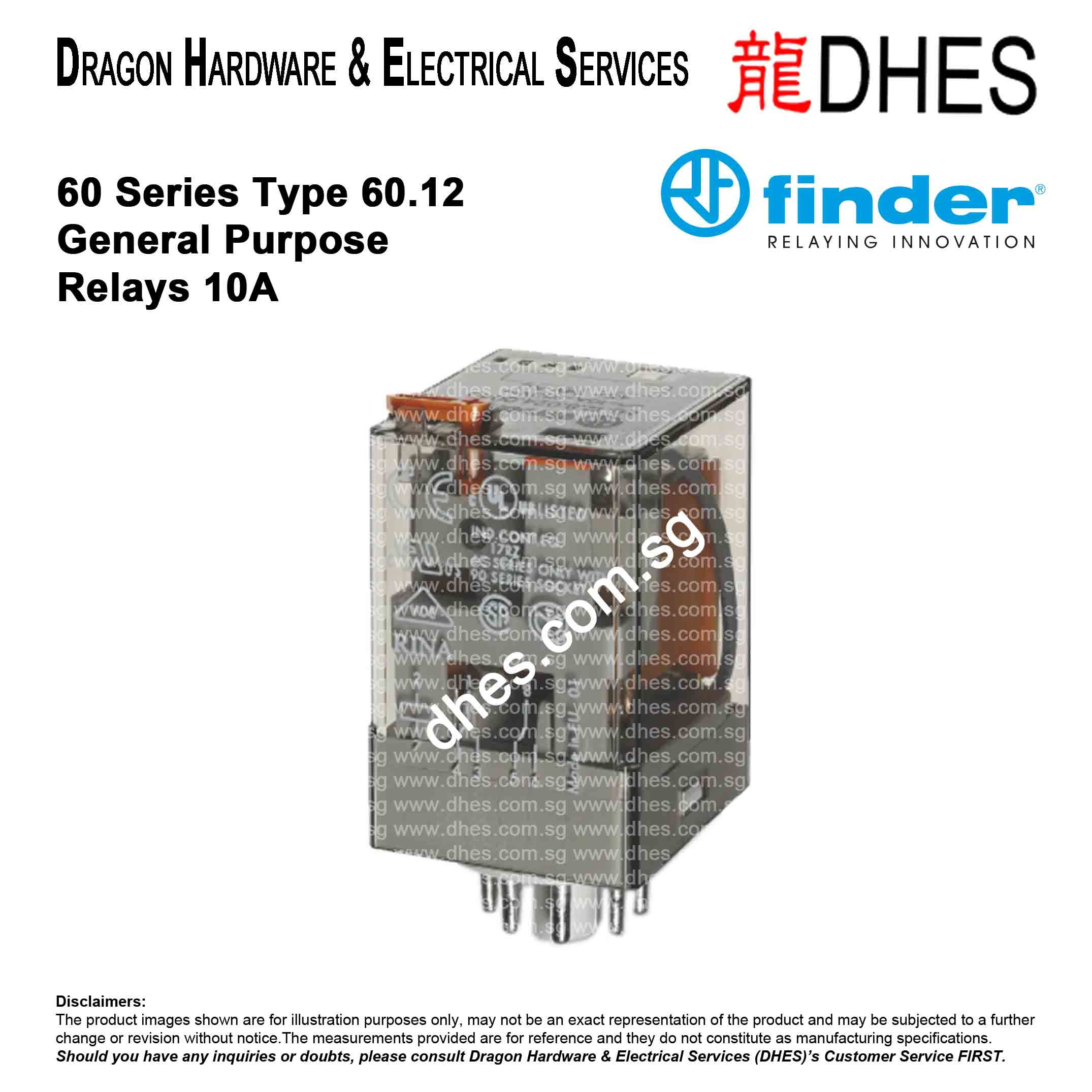 FINDER 60 Series General Purpose Relay | 8-pin; 2CO 10A | 60.12.x.xxx.0040 Front Cover