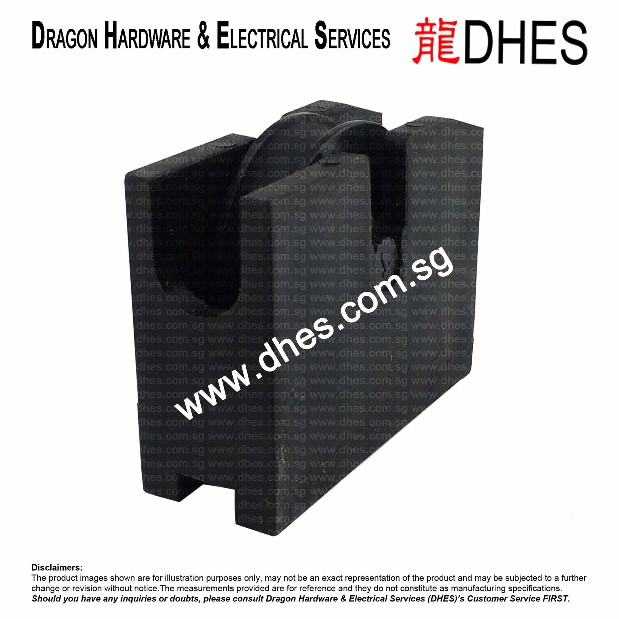 DHES Sliding Door Nylon Roller With Tough Durable Plastic Bracket / Casing Front View