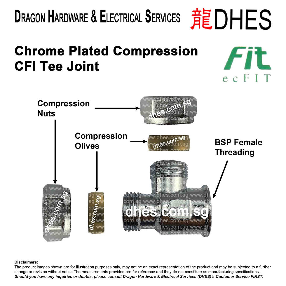ecFIT Chrome Plated (15 x 15)mm (C/C) x ½” (FI) CFI Compression Female Tee Joint Components